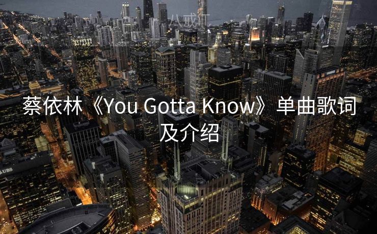 蔡依林《You Gotta Know》单曲歌词及介绍
