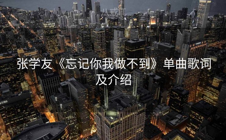 张学友《忘记你我做不到》单曲歌词及介绍