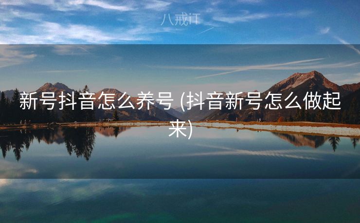 新号抖音怎么养号 (抖音新号怎么做起来)