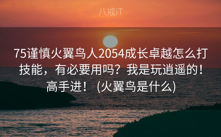 75谨慎火翼鸟人2054成长卓越怎么打技能，有必要用吗？我是玩逍遥的！高手进！ (火翼鸟是什么)