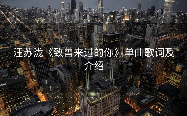 汪苏泷《致曾来过的你》单曲歌词及介绍