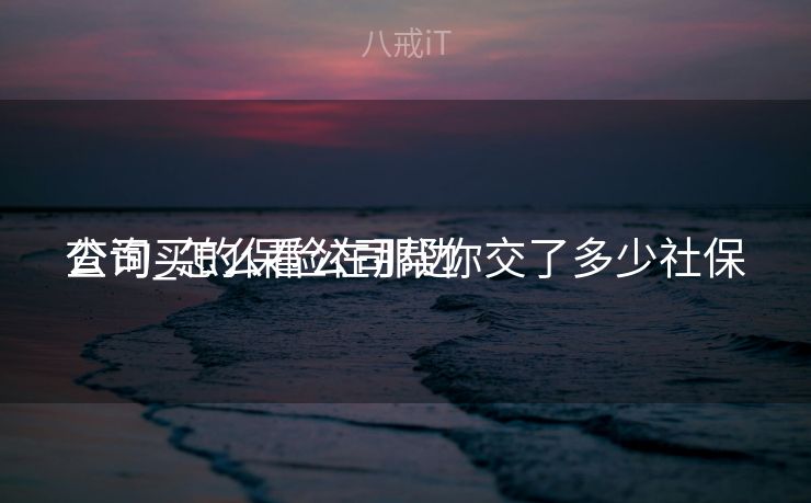 公司买的保险在那边

查询_怎么看公司帮你交了多少社保