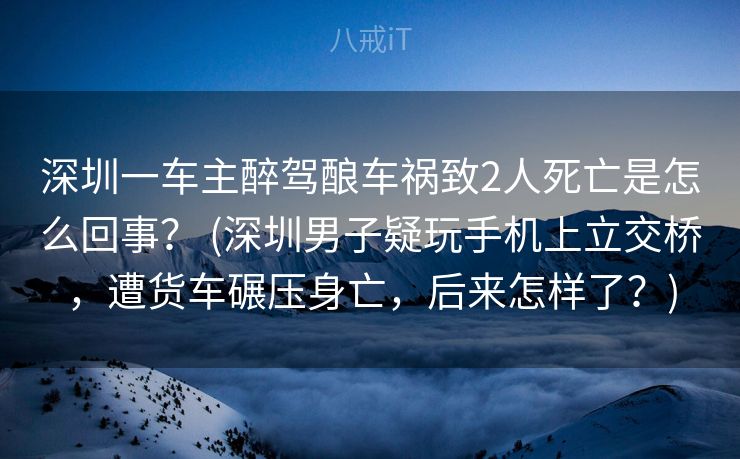 深圳一车主醉驾酿车祸致2人死亡是怎么回事？ (深圳男子疑玩手机上立交桥，遭货车碾压身亡，后来怎样了？)