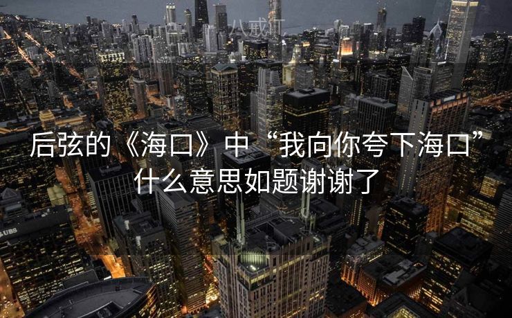 后弦的《海口》中“我向你夸下海口”什么意思如题谢谢了 后弦的《海口》中“我向你夸下海口”什么意思如题谢谢了