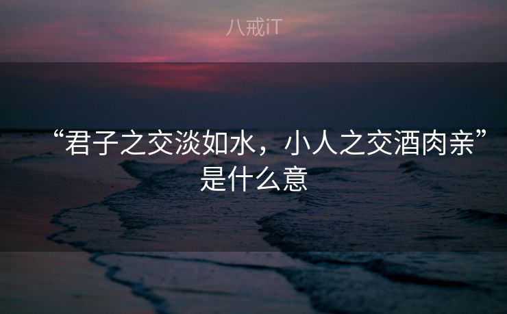 “君子之交淡如水，小人之交酒肉亲”是什么意