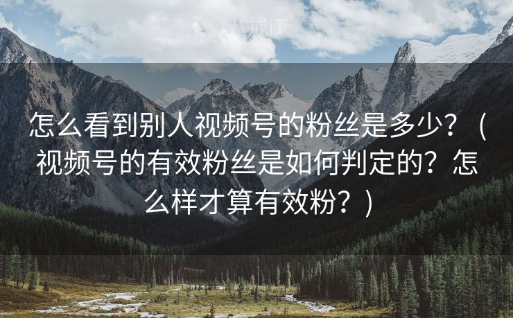 怎么看到别人视频号的粉丝是多少？ (视频号的有效粉丝是如何判定的？怎么样才算有效粉？)