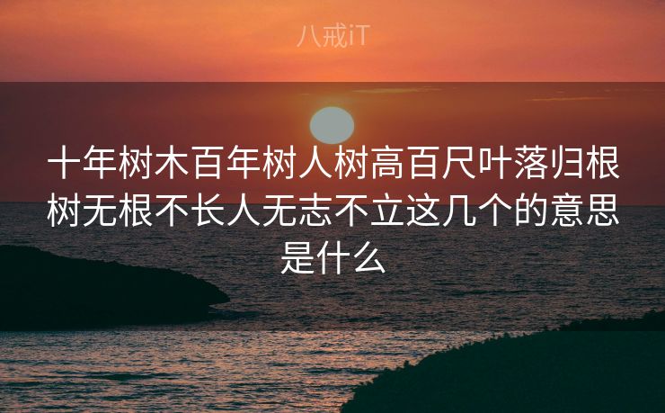十年树木百年树人树高百尺叶落归根树无根不长人无志不立这几个的意思是什么