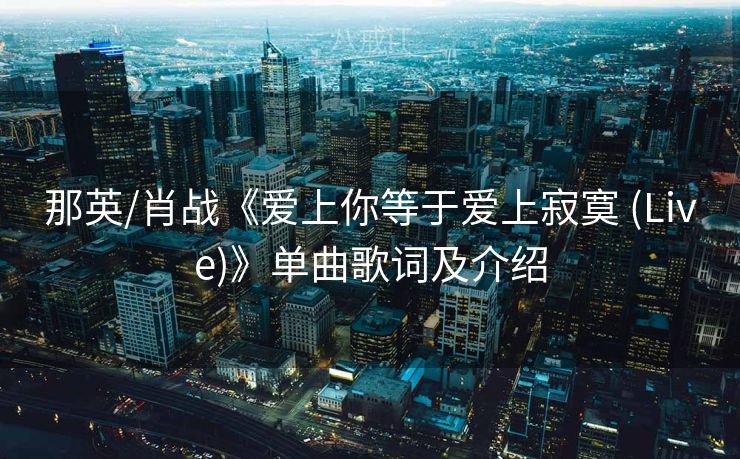 那英/肖战《爱上你等于爱上寂寞 (Live)》单曲歌词及介绍